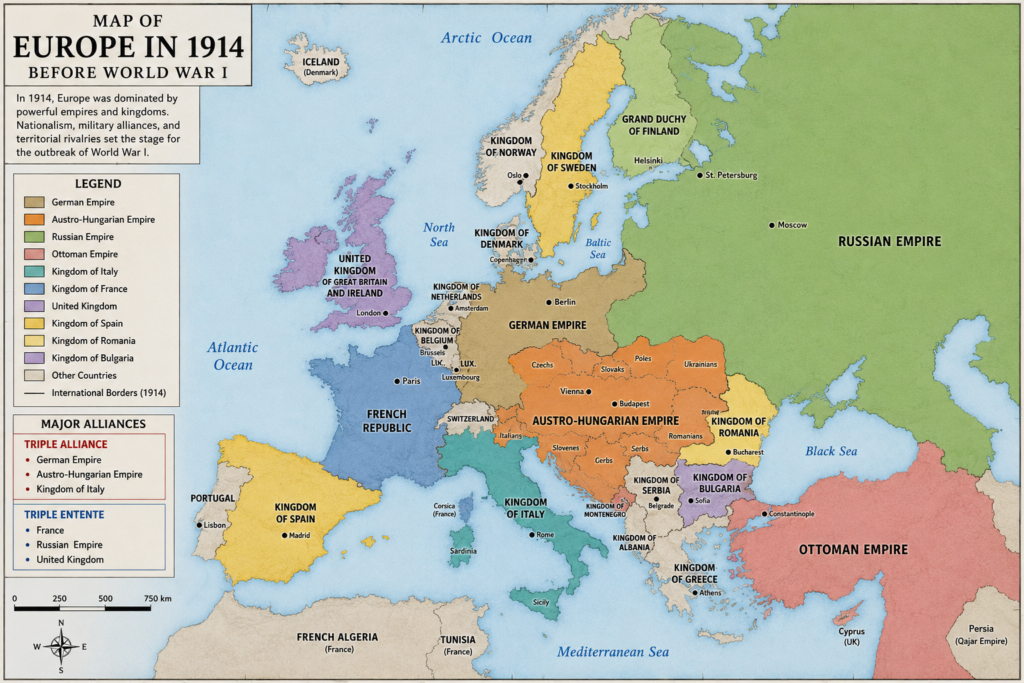 Map of Europe in 1914